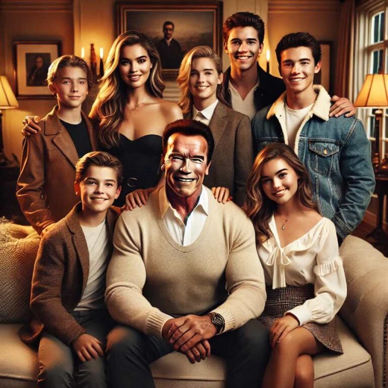 DALL·E-2024-12-15-13.39.53-A-warm-family-portrait-featuring-Arnold-Schwarzenegger-and-his-five-children-all-gathered-in-a-cozy-elegant-living-room.-Arnold-stands-confidently-i